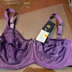 Wacoal purple lace underwire 34DD bra. New with tags.